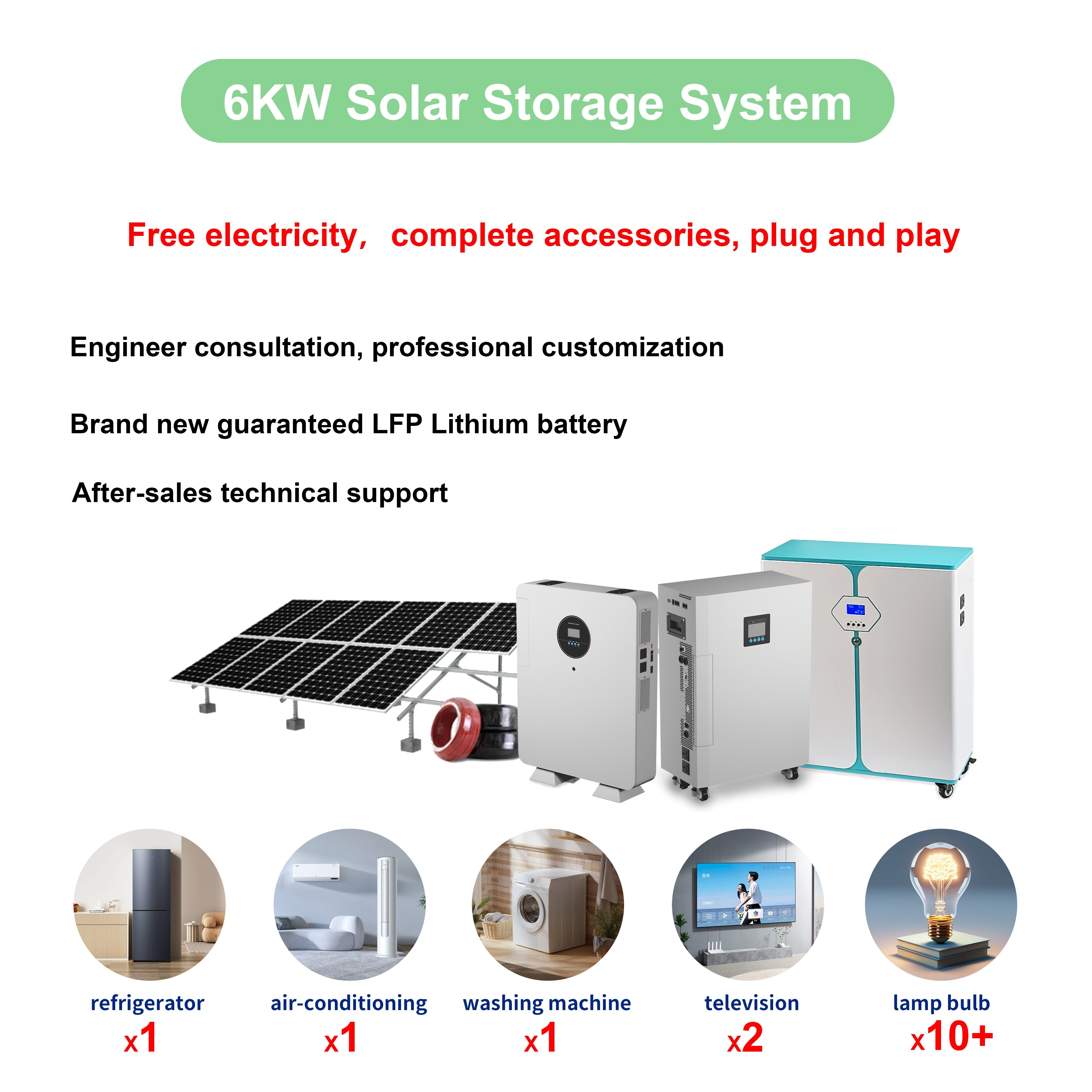 6KW Solar Storage System — All-in-One LFP Home Energy Storage