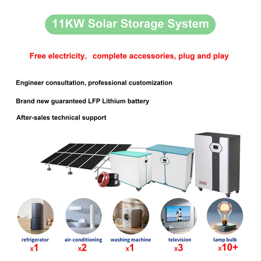 11KW Solar Storage System: Dual AC, 3 TVs & Full Home