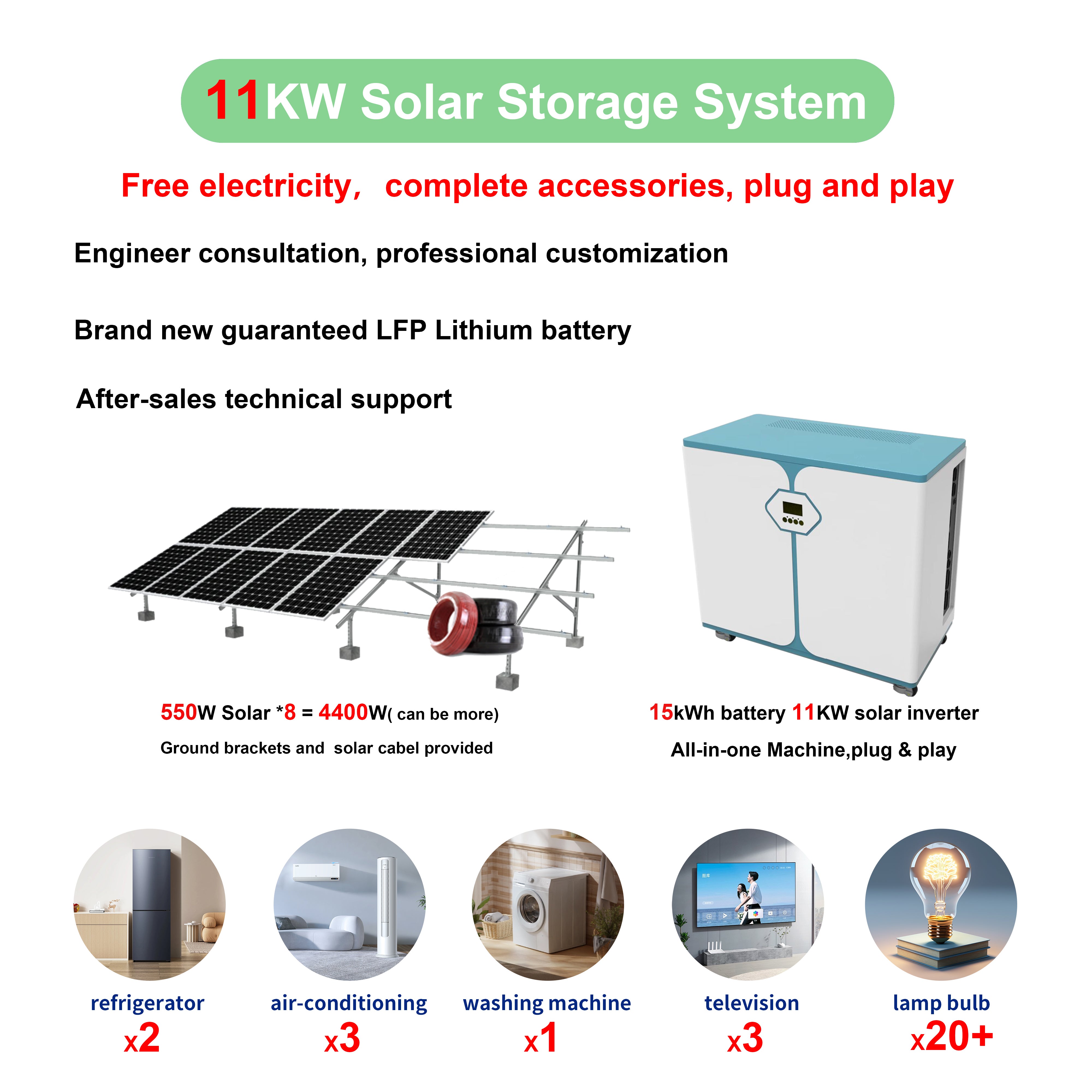 11KW Solar Storage System: Complete Plug-and-Play Solution with 15kWh